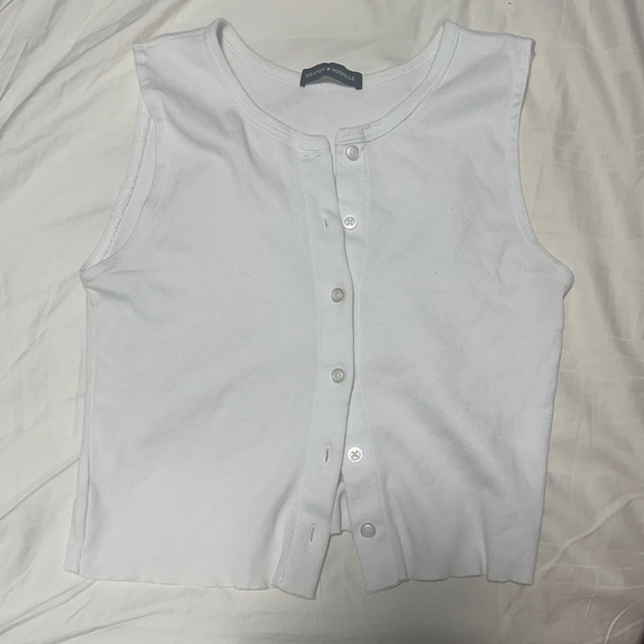 Brandy Melville White Button Down Tank Top